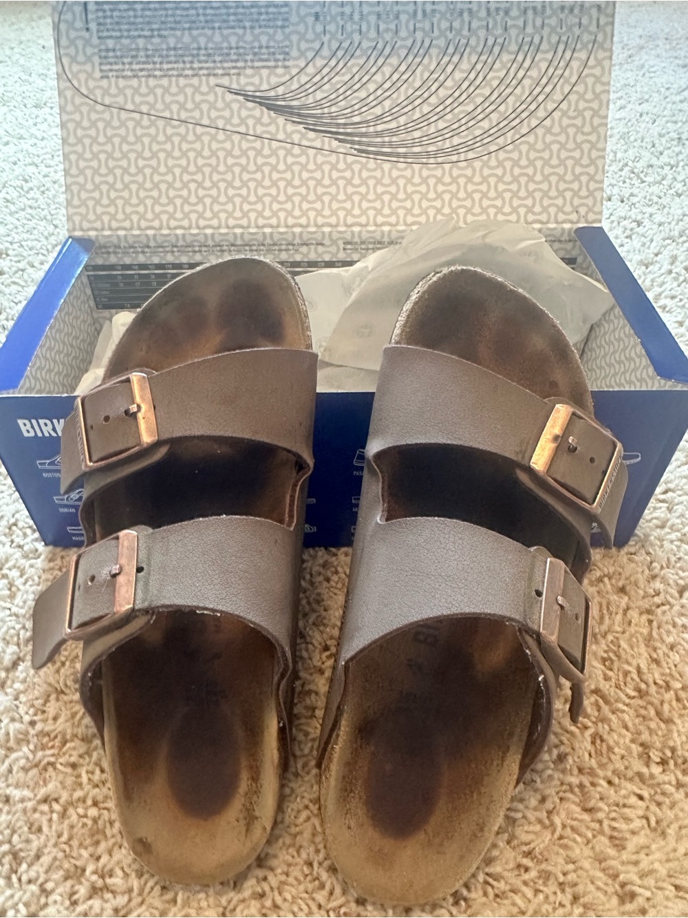 Birkenstock Kids Double Strap Sandals in Brown with Metal Buckles